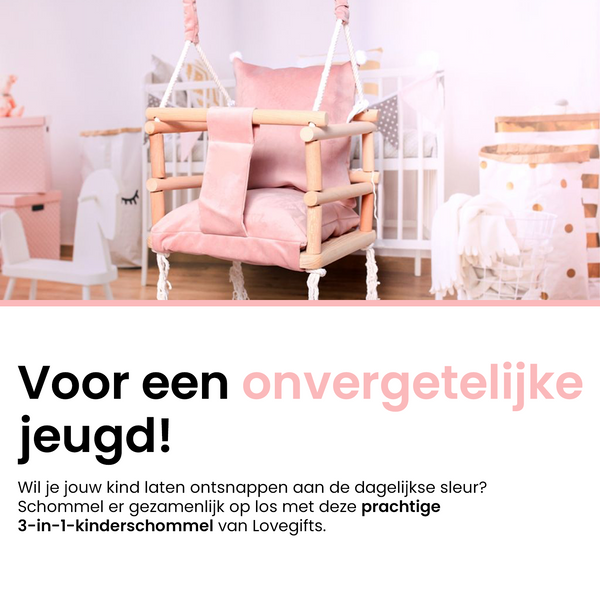 Meegroei Schommel 3-in-1 Hout – Roze