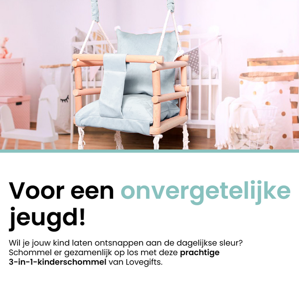 Meegroei Schommel 3-in-1 Hout – Lichtgrijs