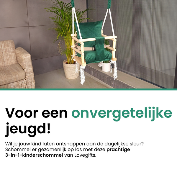 Meegroei Schommel 3-in-1 Hout – Groen