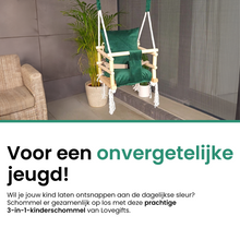 Afbeelding in Gallery-weergave laden, Luxe 3 in 1 groene meegroei babyschommel en Kinderschommel