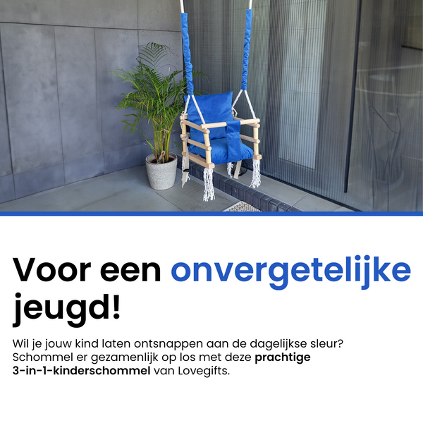 Meegroei Schommel 3-in-1 Hout – Blauw