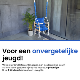 Luxe houten 3 in 1 blauwe meegroei babyschommel en Kinderschommel