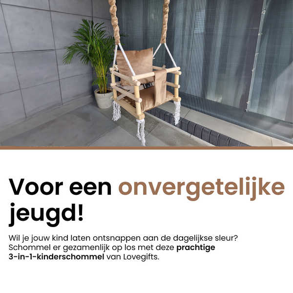 Meegroei Schommel 3-in-1 Hout – Beige/Bruin