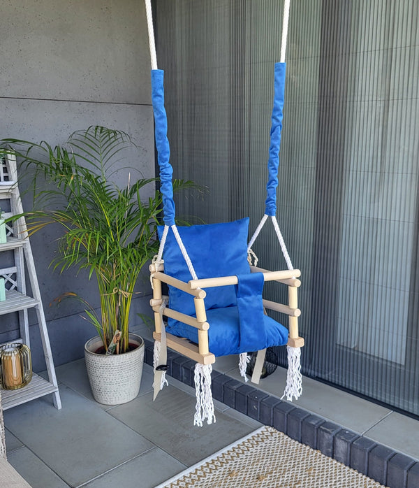 Meegroei Schommel 3-in-1 Hout – Blauw