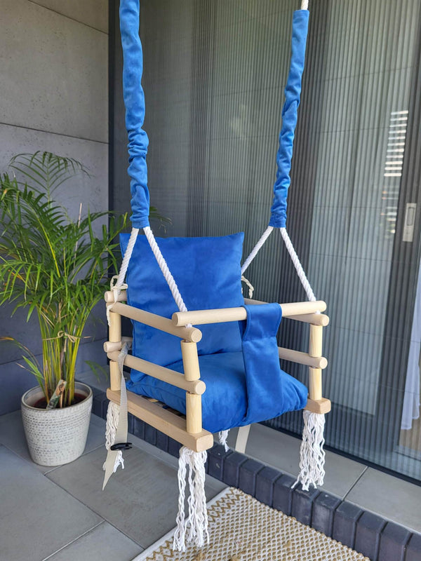 Meegroei Schommel 3-in-1 Hout – Blauw