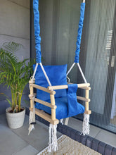 Afbeelding in Gallery-weergave laden, Luxe houten 3 in 1 blauwe meegroei babyschommel en Kinderschommel