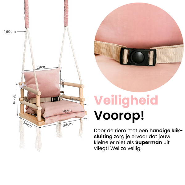 Meegroei Schommel 3-in-1 Hout – Roze