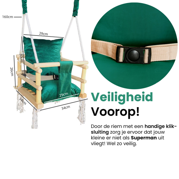 Meegroei Schommel 3-in-1 Hout – Groen