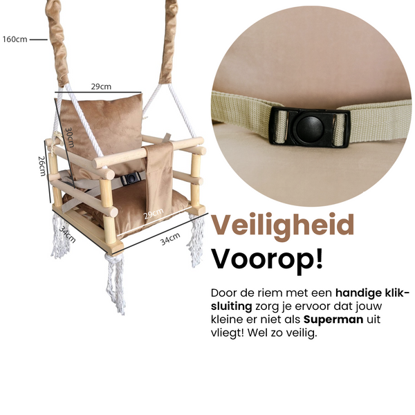 Meegroei Schommel 3-in-1 Hout – Beige/Bruin