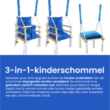 Afbeelding in Gallery-weergave laden, Luxe houten 3 in 1 blauwe meegroei babyschommel en Kinderschommel