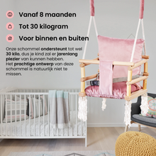 Afbeelding in Gallery-weergave laden, Luxe houten 3 in 1 roze meegroei babyschommel en Kinderschommel