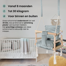 Afbeelding in Gallery-weergave laden, Luxe houten 3 in 1 Licht grijze meegroei babyschommel en Kinderschommel