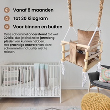 Afbeelding in Gallery-weergave laden, Luxe 3 in 1 beige/bruine meegroei babyschommel en Kinderschommel