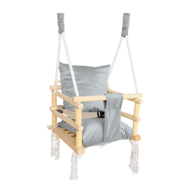 Luxe houten 3 in 1 Licht grijze meegroei babyschommel en Kinderschommel