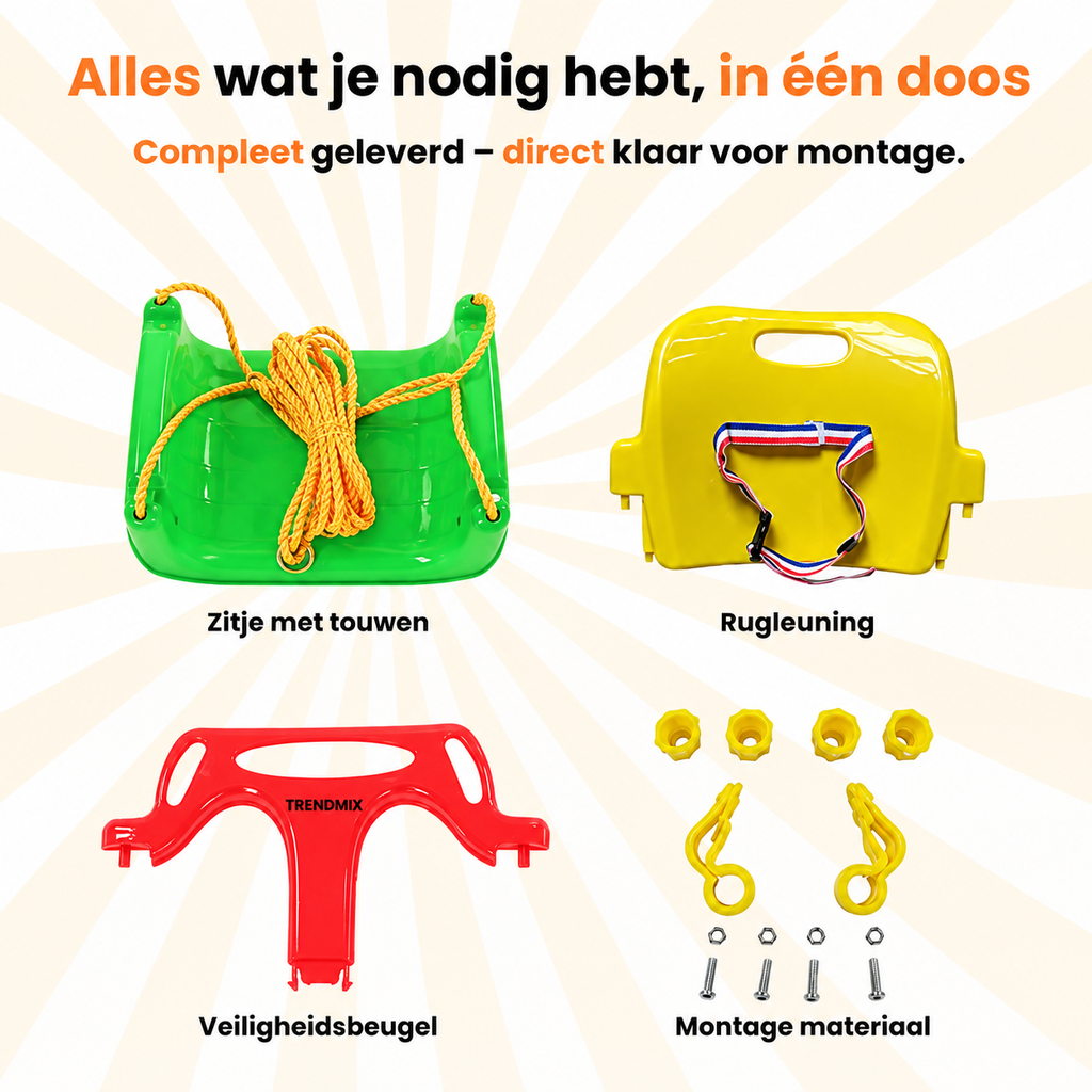 Trendmix Meegroei Schommel 3-in-1 Groen Voor Baby, Peuter & Kleuter – Veilig Met Verstelbare Banden – Voor Binnen & Buiten Gebruik