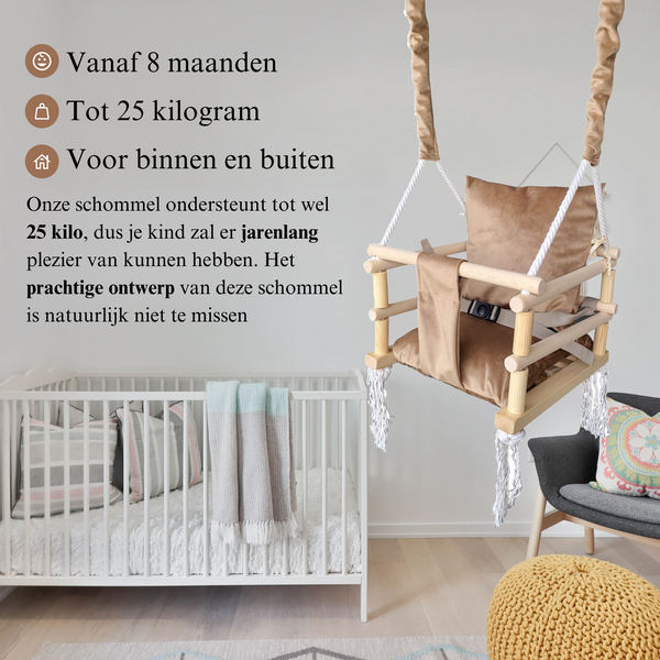 Meegroei Schommel 3-in-1 Hout – Beige/Bruin