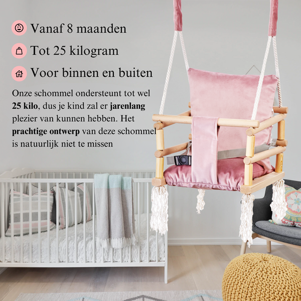 Meegroei Schommel 3-in-1 Hout – Roze