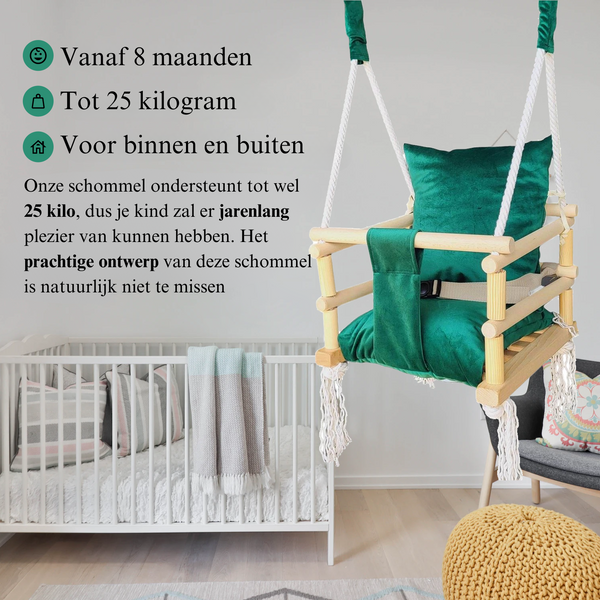Meegroei Schommel 3-in-1 Hout – Groen