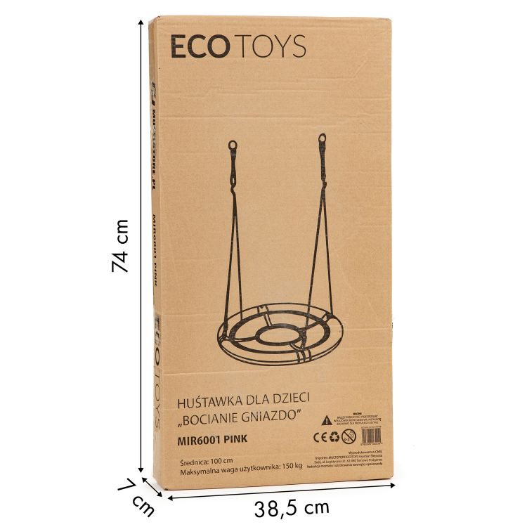 Ecotoys Nestschommel Buitenspeelgoed 100 cm Roze tot 100kg - Kinderschommel Buiten/Binnen