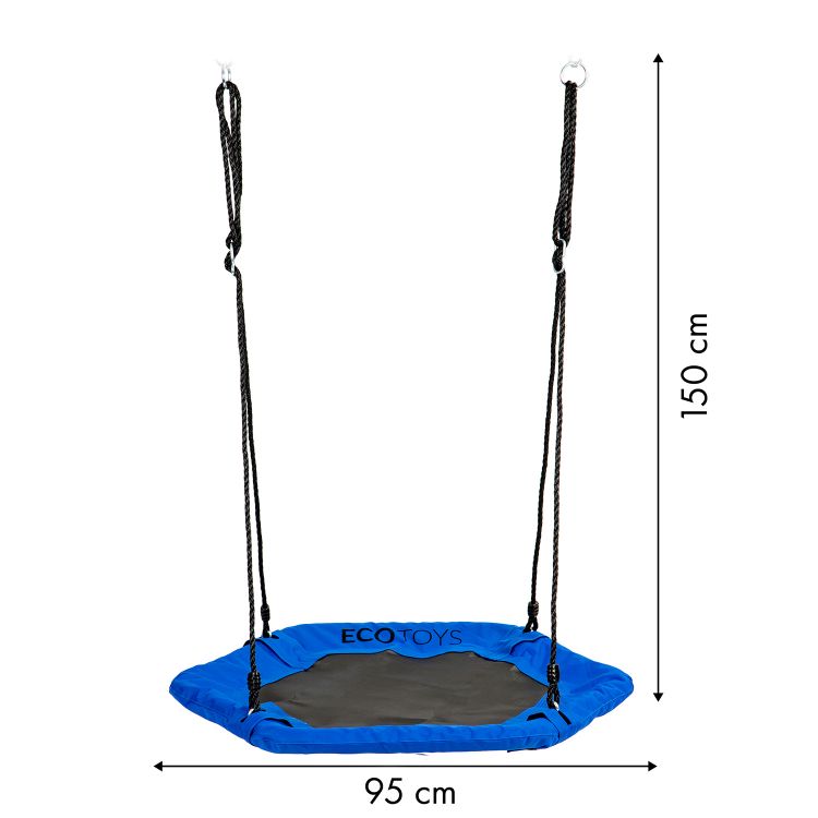 Nestschommel zeshoek buitenspeelgoed 100 cm blauw tot 100kg voor kinderen en volwassenen