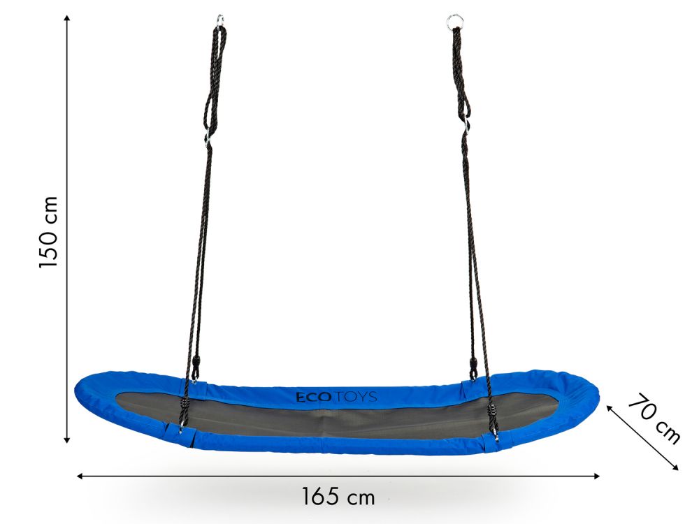 XXL ovalen nestschommel buitenspeelgoed blauw tot 100kg 165 x 70 x 150 cm voor kinderen en volwassenen