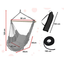Afbeelding in Gallery-weergave laden, Braziliaanse hangmat stoel met kussens zwart belasting tot 100 kg inclusief 2 kussens