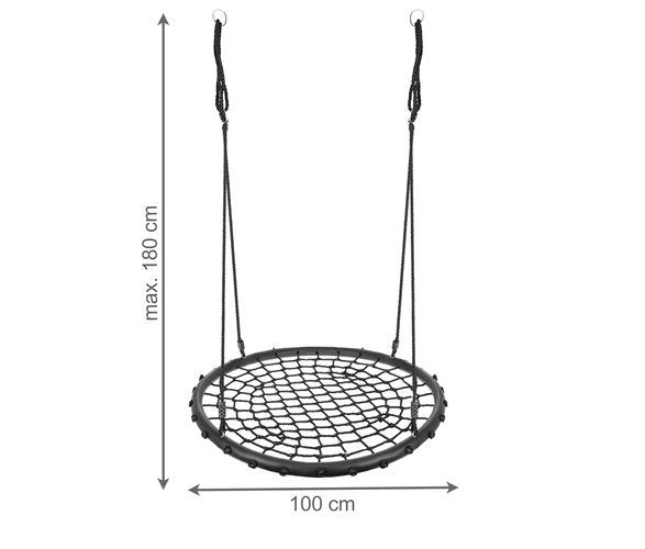 Nestschommel buitenspeelgoed Ø 100 CM zwart voor kinderen en volwassenen