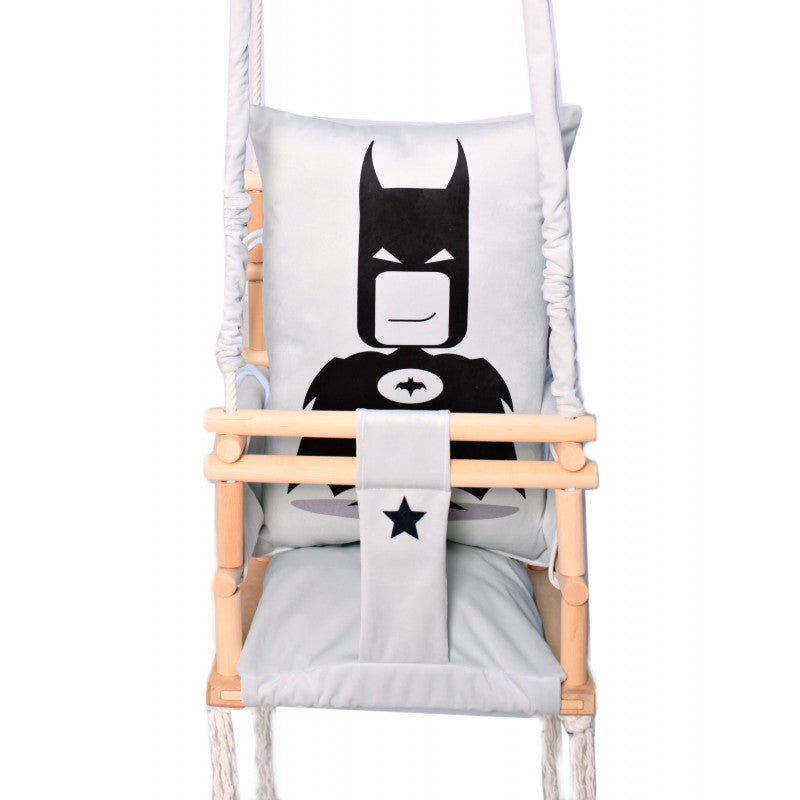 Luxe houten 3 in 1 handgemaakte batman meegroei babyschommel en kinderschommel